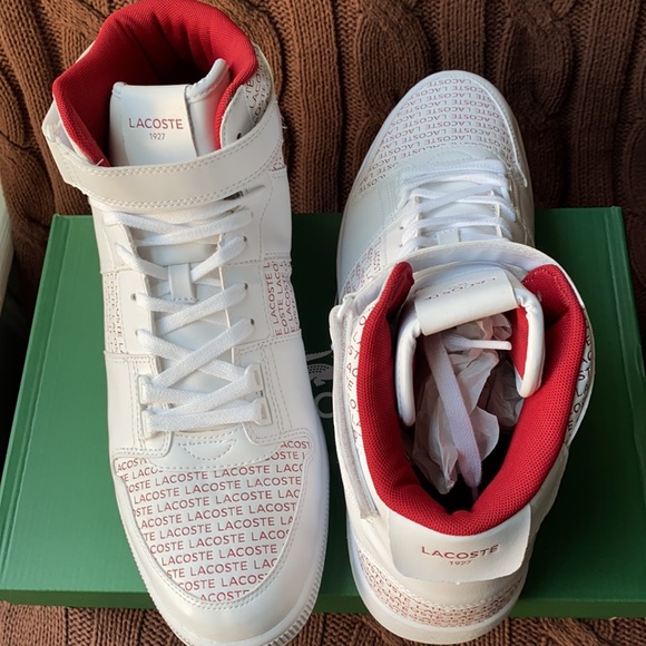 NWT Men’s Lacoste sneakers.With box.White with red letters Size13 - Picture 4 of 7